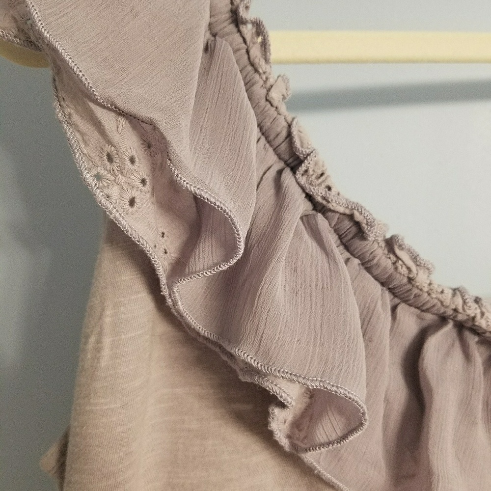 Purple One Shoulder Ruffle Top Medium - Picture 4 of 5